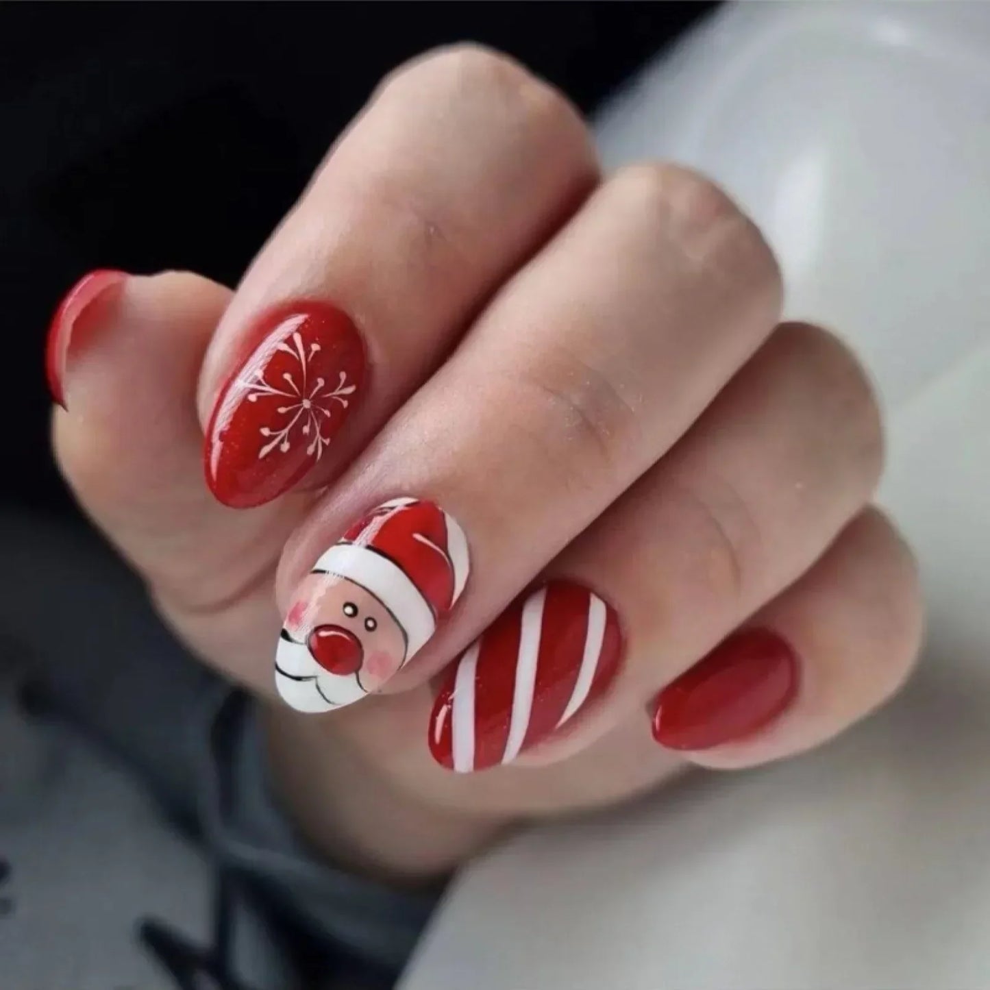 Gold Powder Christmas Fake Nails-2